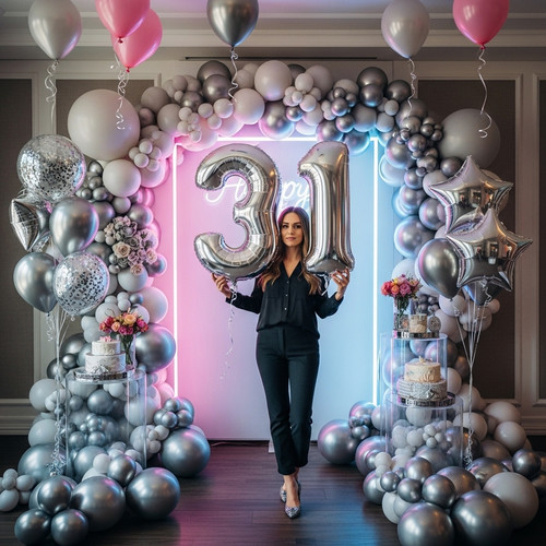 32 Inch Big Sliver Large Number 31 Mylar Foil Balloon For Helium & Air Filled Premium Self Seal Ball.jpg