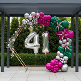 32 Inch Big Sliver Large Number 41 Mylar Foil Balloon For Helium &amp; Air Filled Premium Self Seal Ball