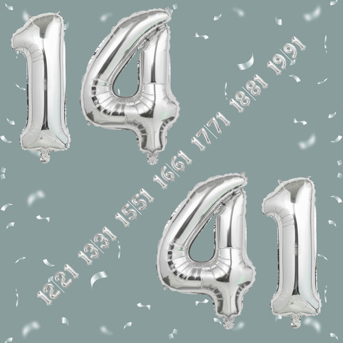 32 Inch Big Sliver Large Number 14 41 Mylar Foil Balloon For Helium & Air Filled Premium Self Seal B.jpg