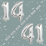 32 Inch Big Sliver Large Number 14 41 Mylar Foil Balloon For Helium &amp; Air Filled Premium Self Seal B