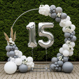 32 Inch Big Sliver Large Number 15 Mylar Foil Balloon For Helium &amp; Air Filled Premium Self Seal Ball