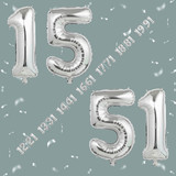 32 Inch Big Sliver Large Number 15 51 Mylar Foil Balloon For Helium &amp; Air Filled Premium Self Seal B