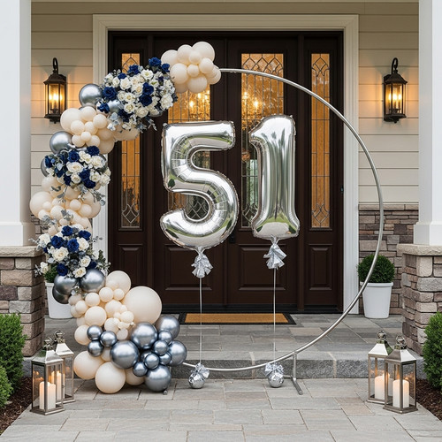 32 Inch Big Sliver Large Number 51 Mylar Foil Balloon For Helium & Air Filled Premium Self Seal Ball.jpg