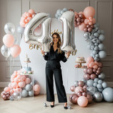 32 Inch Big Sliver Large Number 41 Mylar Foil Balloon For Helium &amp; Air Filled Premium Self Seal Ball