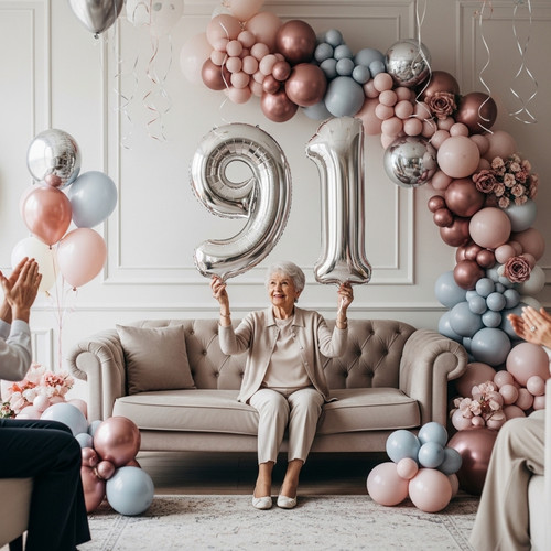 32 Inch Big Sliver Large Number 91 Mylar Foil Balloon For Helium & Air Filled Premium Self Seal Ball.jpg
