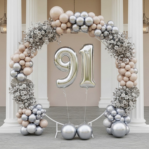 32 Inch Big Sliver Large Number 91 Mylar Foil Balloon For Helium & Air Filled Premium Self Seal Ball.jpg