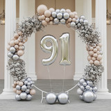 32 Inch Big Sliver Large Number 91 Mylar Foil Balloon For Helium &amp; Air Filled Premium Self Seal Ball