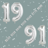 32 Inch Big Sliver Large Number 19 91 Mylar Foil Balloon For Helium &amp; Air Filled Premium Self Seal B