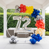 32 Inch Big Sliver Large Number 72 Mylar Foil Balloon For Helium &amp; Air Filled Premium Self Seal Ball
