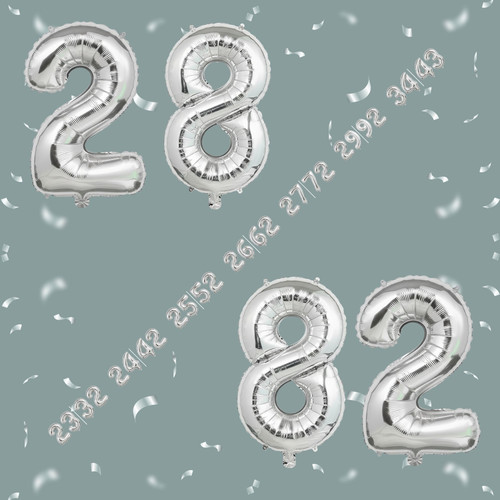 32 Inch Big Sliver Large Number 28 82 Mylar Foil Balloon For Helium & Air Filled Premium Self Seal B.jpg