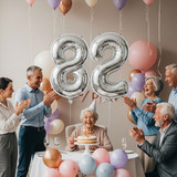 32 Inch Big Sliver Large Number 82 Mylar Foil Balloon For Helium &amp; Air Filled Premium Self Seal Ball