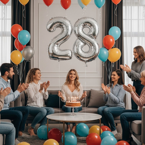 32 Inch Big Sliver Large Number 28 Mylar Foil Balloon For Helium & Air Filled Premium Self Seal Ball.jpg