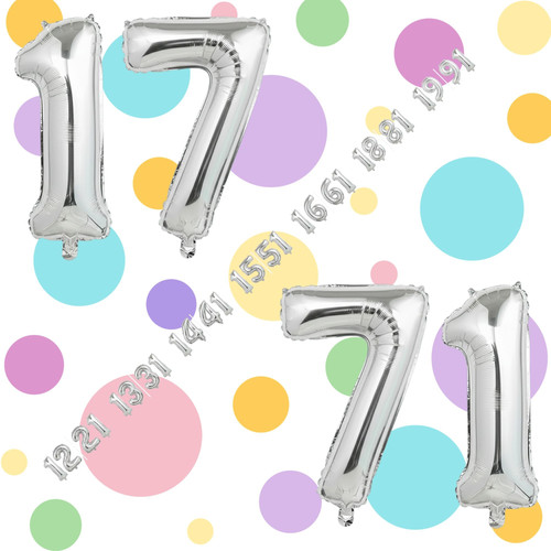 32 Inch Big Silver Large Number 17 71 Mylar Foil Balloon For Helium & Air Filled Premium Self Seal B.jpg
