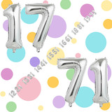 32 Inch Big Silver Large Number 17 71 Mylar Foil Balloon For Helium &amp; Air Filled Premium Self Seal B