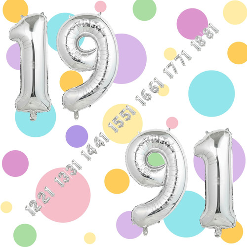 32 Inch Big Silver Large Number 19 91 Mylar Foil Balloon For Helium & Air Filled Premium Self Seal B.jpg