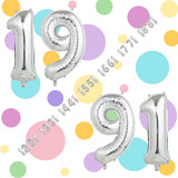 32 Inch Big Silver Large Number 19 91 Mylar Foil Balloon For Helium &amp; Air Filled Premium Self Seal B