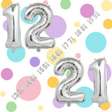 32 Inch Big Silver Large Number 12 21 Mylar Foil Balloon For Helium &amp; Air Filled Premium Self Seal B