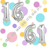 32 Inch Big Silver Large Number 16 61 Mylar Foil Balloon For Helium &amp; Air Filled Premium Self Seal B