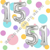 32 Inch Big Silver Large Number 15 51 Mylar Foil Balloon For Helium &amp; Air Filled Premium Self Seal B
