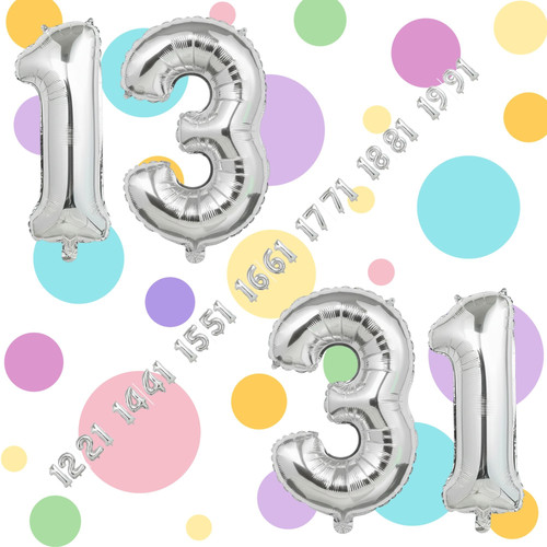 32 Inch Big Silver Large Number 13 31 Mylar Foil Balloon For Helium & Air Filled Premium Self Seal B.jpg