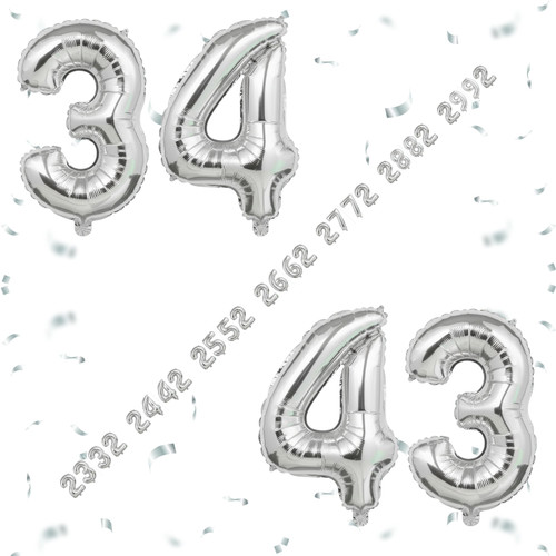 32 Inch Big Sliver Large Number 34 43 Mylar Foil Balloon For Helium & Air Filled Premium Self Seal B.jpg