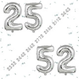 32 Inch Big Sliver Large Number 25 52 Mylar Foil Balloon For Helium &amp; Air Filled Premium Self Seal B