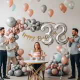 32 Inch Big Sliver Large Number 32 Mylar Foil Balloon For Helium &amp; Air Filled Premium Self Seal Ball