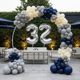 32 Inch Big Sliver Large Number 32 Mylar Foil Balloon For Helium &amp; Air Filled Premium Self Seal Ball