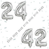 32 Inch Big Sliver Large Number 24 42 Mylar Foil Balloon For Helium &amp; Air Filled Premium Self Seal B