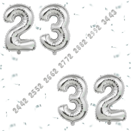 32 Inch Big Sliver Large Number 23 32 Mylar Foil Balloon For Helium & Air Filled Premium Self Seal B.jpg