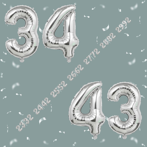 32 Inch Big Sliver Large Number 34 43 Mylar Foil Balloon For Helium & Air Filled Premium Self Seal B.jpg