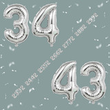 32 Inch Big Sliver Large Number 34 43 Mylar Foil Balloon For Helium &amp; Air Filled Premium Self Seal B