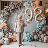 32 Inch Big Sliver Large Number 92 Mylar Foil Balloon For Helium &amp; Air Filled Premium Self Seal Ball