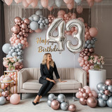 32 Inch Big Sliver Large Number 43 Mylar Foil Balloon For Helium &amp; Air Filled Premium Self Seal Ball