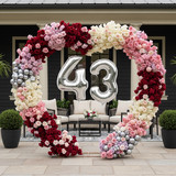 32 Inch Big Sliver Large Number 43 Mylar Foil Balloon For Helium &amp; Air Filled Premium Self Seal Ball