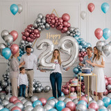 32 Inch Big Sliver Large Number 29 Mylar Foil Balloon For Helium &amp; Air Filled Premium Self Seal Ball