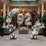 32 Inch Big Sliver Large Number 92 Mylar Foil Balloon For Helium &amp; Air Filled Premium Self Seal Ball