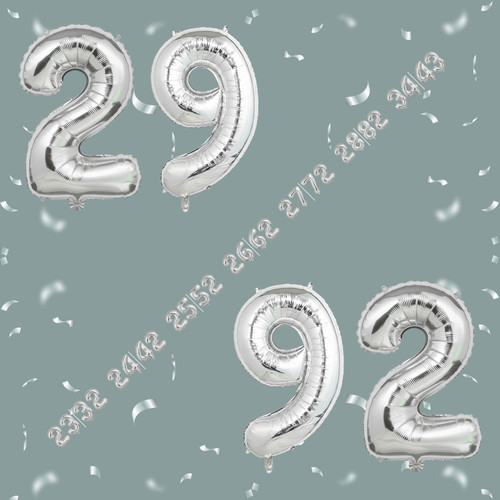 32 Inch Big Sliver Large Number 29 92 Mylar Foil Balloon For Helium & Air Filled Premium Self Seal B.jpg