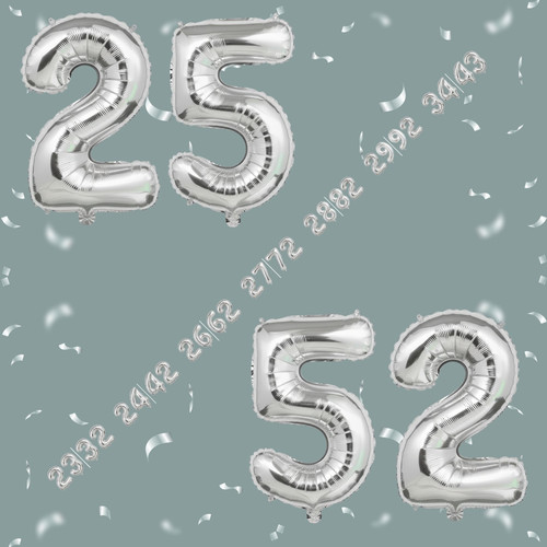 32 Inch Big Sliver Large Number 25 52 Mylar Foil Balloon For Helium & Air Filled Premium Self Seal B.jpg