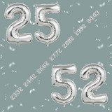 32 Inch Big Sliver Large Number 25 52 Mylar Foil Balloon For Helium &amp; Air Filled Premium Self Seal B