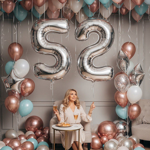 32 Inch Big Sliver Large Number 52 Mylar Foil Balloon For Helium & Air Filled Premium Self Seal Ball.jpg