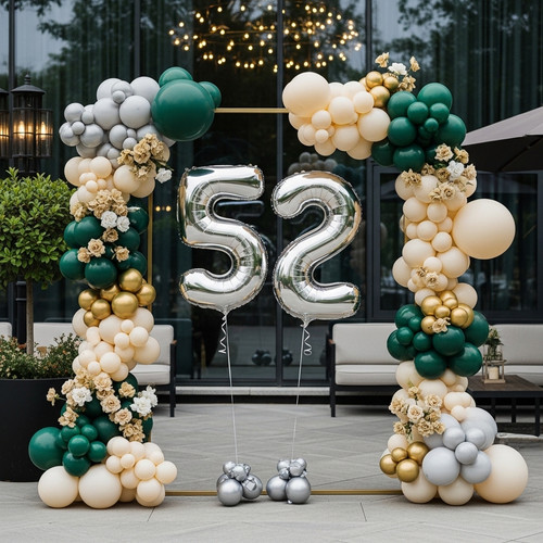 32 Inch Big Sliver Large Number 52 Mylar Foil Balloon For Helium & Air Filled Premium Self Seal Ball.jpg