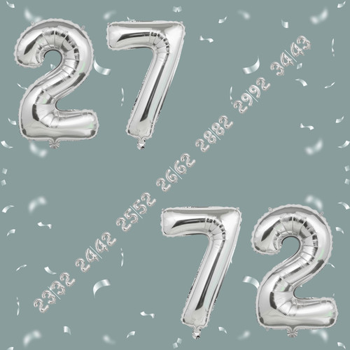 32 Inch Big Sliver Large Number 27 72 Mylar Foil Balloon For Helium & Air Filled Premium Self Seal B.jpg