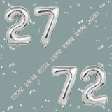 32 Inch Big Sliver Large Number 27 72 Mylar Foil Balloon For Helium &amp; Air Filled Premium Self Seal B