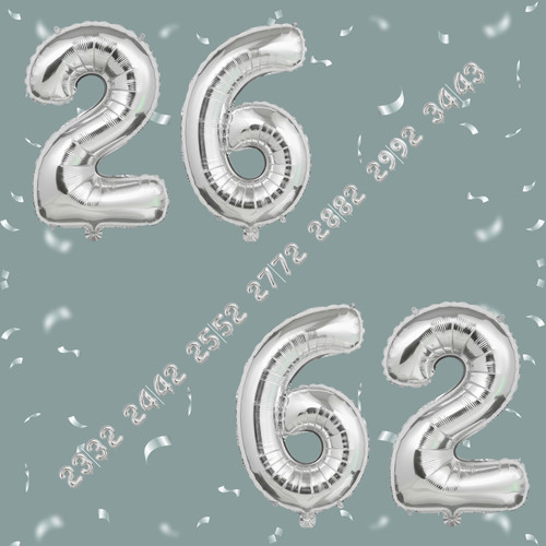 32 Inch Big Sliver Large Number 26 62 Mylar Foil Balloon For Helium & Air Filled Premium Self Seal B.jpg