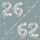 32 Inch Big Sliver Large Number 26 62 Mylar Foil Balloon For Helium &amp; Air Filled Premium Self Seal B