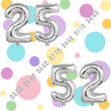 32 Inch Big Silver Large Number 25 52 Mylar Foil Balloon For Helium &amp; Air Filled Premium Self Seal B