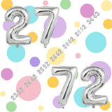 32 Inch Big Silver Large Number 27 72 Mylar Foil Balloon For Helium &amp; Air Filled Premium Self Seal B