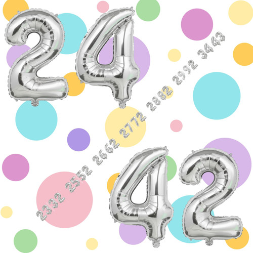32 Inch Big Silver Large Number 24 42 Mylar Foil Balloon For Helium & Air Filled Premium Self Seal B.jpg