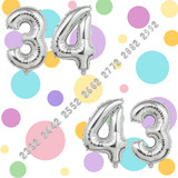 32 Inch Big Silver Large Number 34 43 Mylar Foil Balloon For Helium &amp; Air Filled Premium Self Seal B